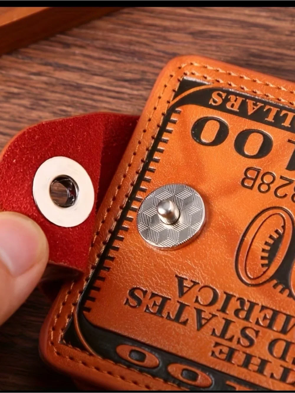 Money Clip Wallet with 100 Dollar Embossed Design like leather